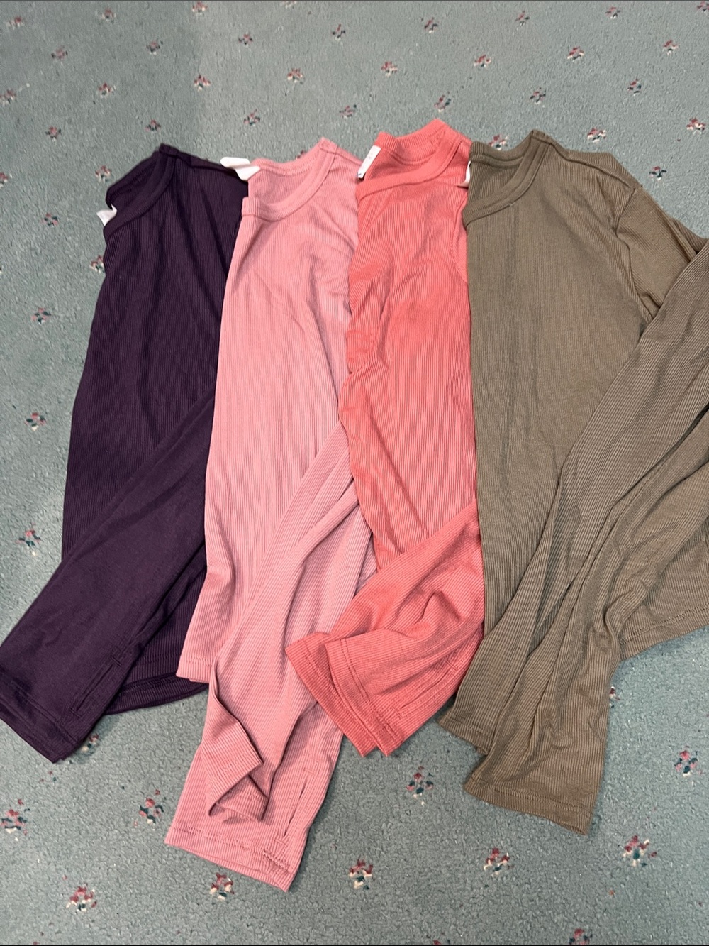 Old Navy Ribbed Long Sleeve Tops - Plum, Pink, Coral, Olive